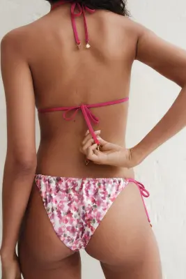Bas de maillot Brazilian Tanga à nouer - Rose/fleuri — photo 5
