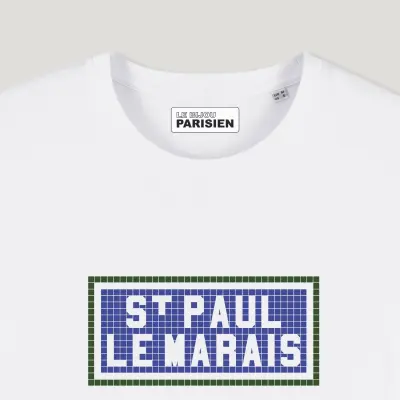 TEE SHIRT COTON BIO IMPRIMÉ - ST PAUL LE MARAIS - BLANC — photo 2