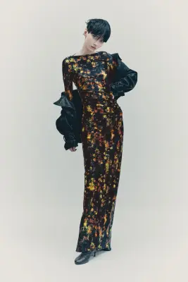 Robe imprimée - Noir/fleuri — photo 2