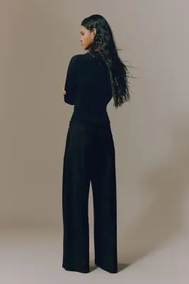 Pantalon chic avec cordon de serrage - Noir — photo 1
