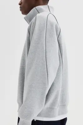 Sweat Loose Fit avec col zippé - Gris chiné/Akito — photo 4