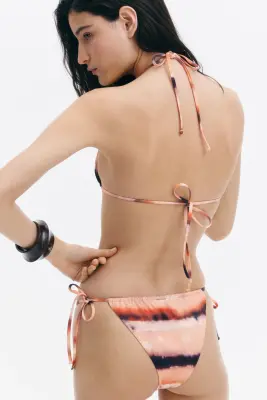 Cheeky Tie tanga bikini bottoms - Orange pâle — photo 3
