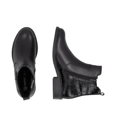 Bottines Remonte D2W78-00 Noires - Cuir Lisse Zip Talon Bloc Grande Pointure Femme — photo 4