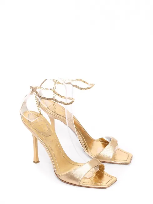 Sandales à talons en cuir métallisé doré Prix boutique 1190€ Taille 37.5