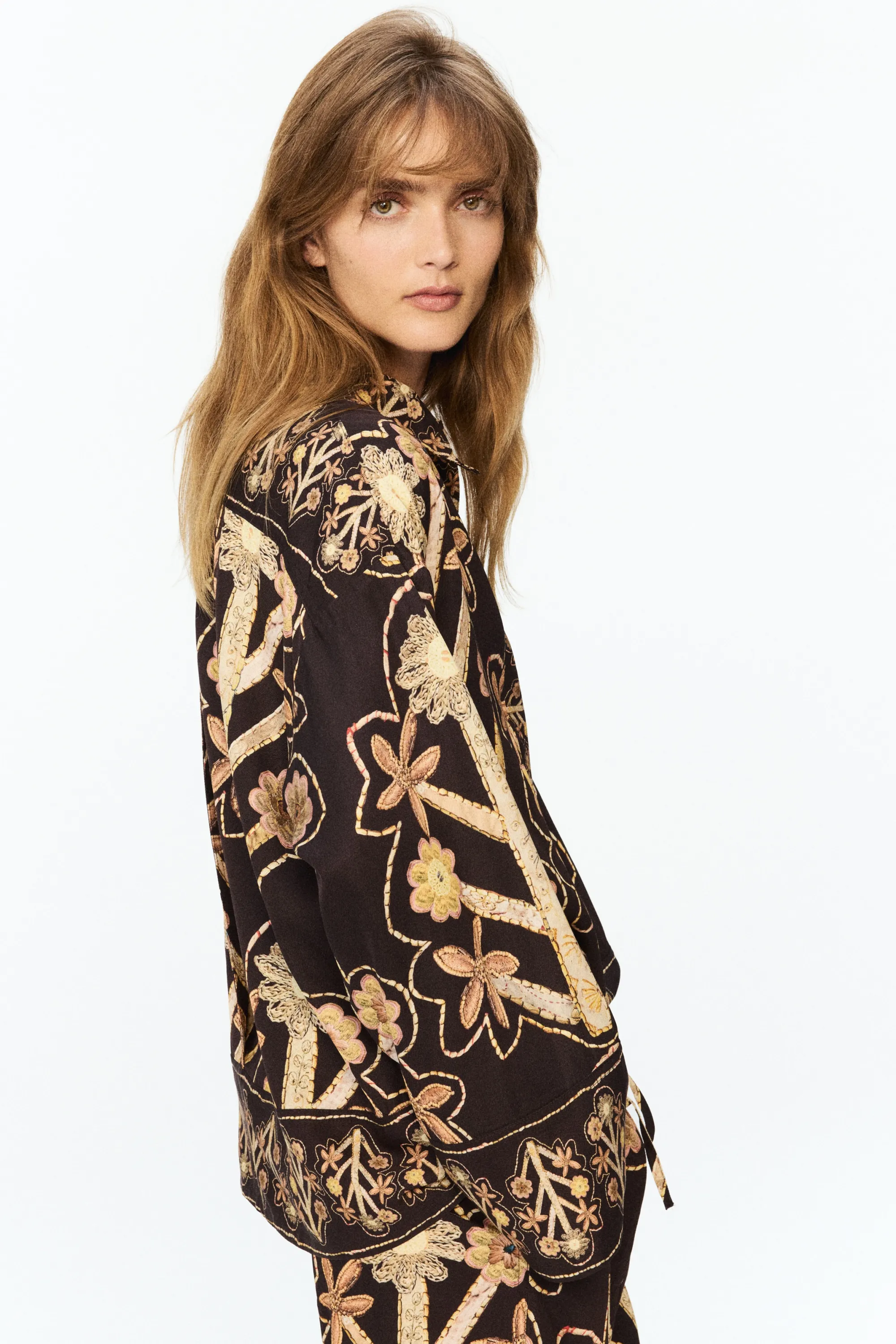 Chemise popover avec imprimé fleuri - Noir/fleuri