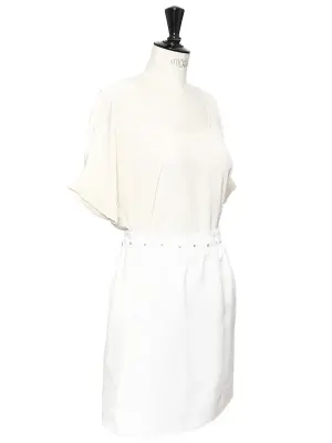 Jupe en lin blanc ivoire brodée de cristaux Swarovski Prix boutique 900€ Taille 40 — photo 4