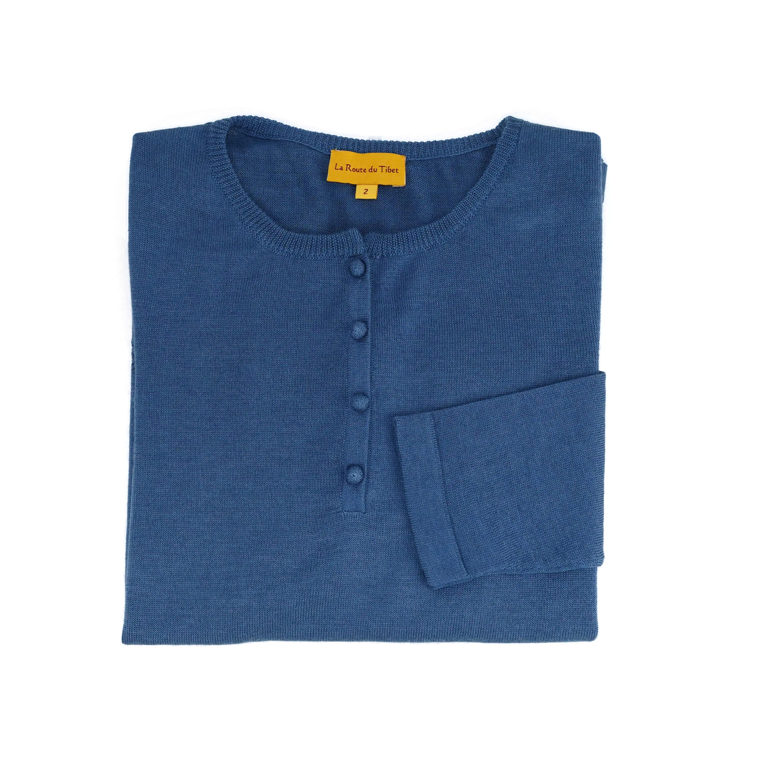 Pull en pashmina et soie - bleu denim