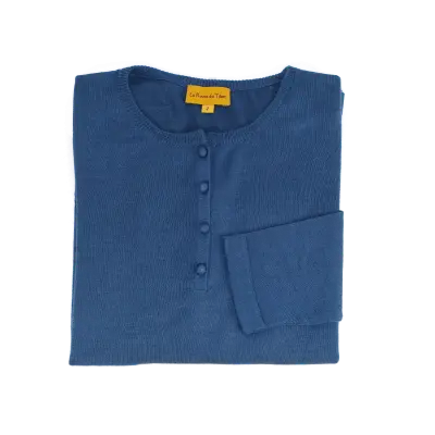 Pull en pashmina et soie - bleu denim