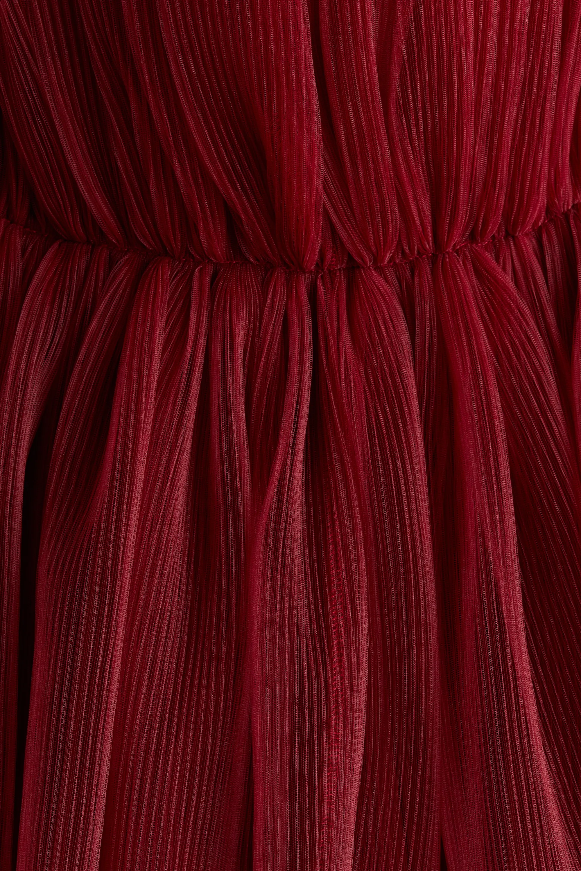 Top bustier en tulle plissé - Rouge foncé