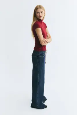 Top à col cheminée en viscose - Rouge foncé — photo 2