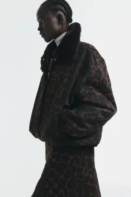 Veste matelassée en twill - Marron/imprimé léopard — photo 4