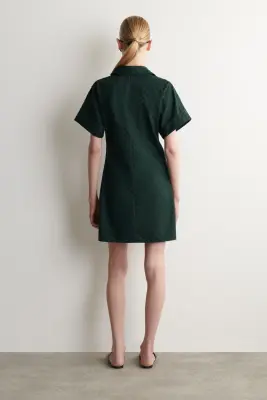 ROBE-CHEMISE EN JACQUARD DE COTON À POIS - VERT FONCÉ / À POIS — photo 3