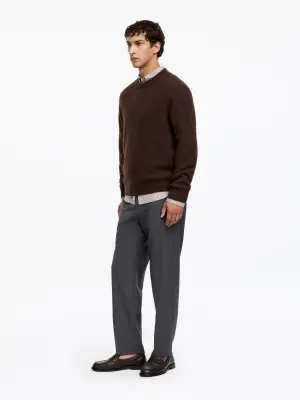 Pull en mélange de laine d'alpaga et de mérinos - Marron foncé — photo 1