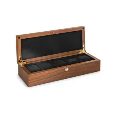 BOITE A MONTRE, Coffret 5 montres placage en noyer mat 309365