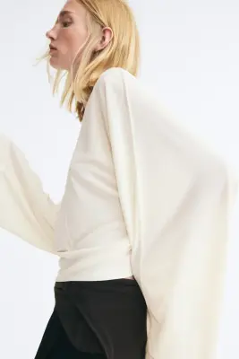 Top en jersey avec manches chauve-souris - Crème — photo 2