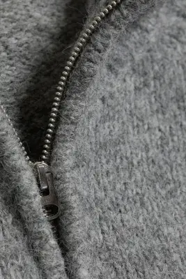 Sweat à capuche zippé confectionné - Gris poudré chiné — photo 4