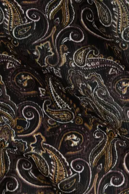 Robe avec col écharpe - Noir/motif cachemire — photo 4