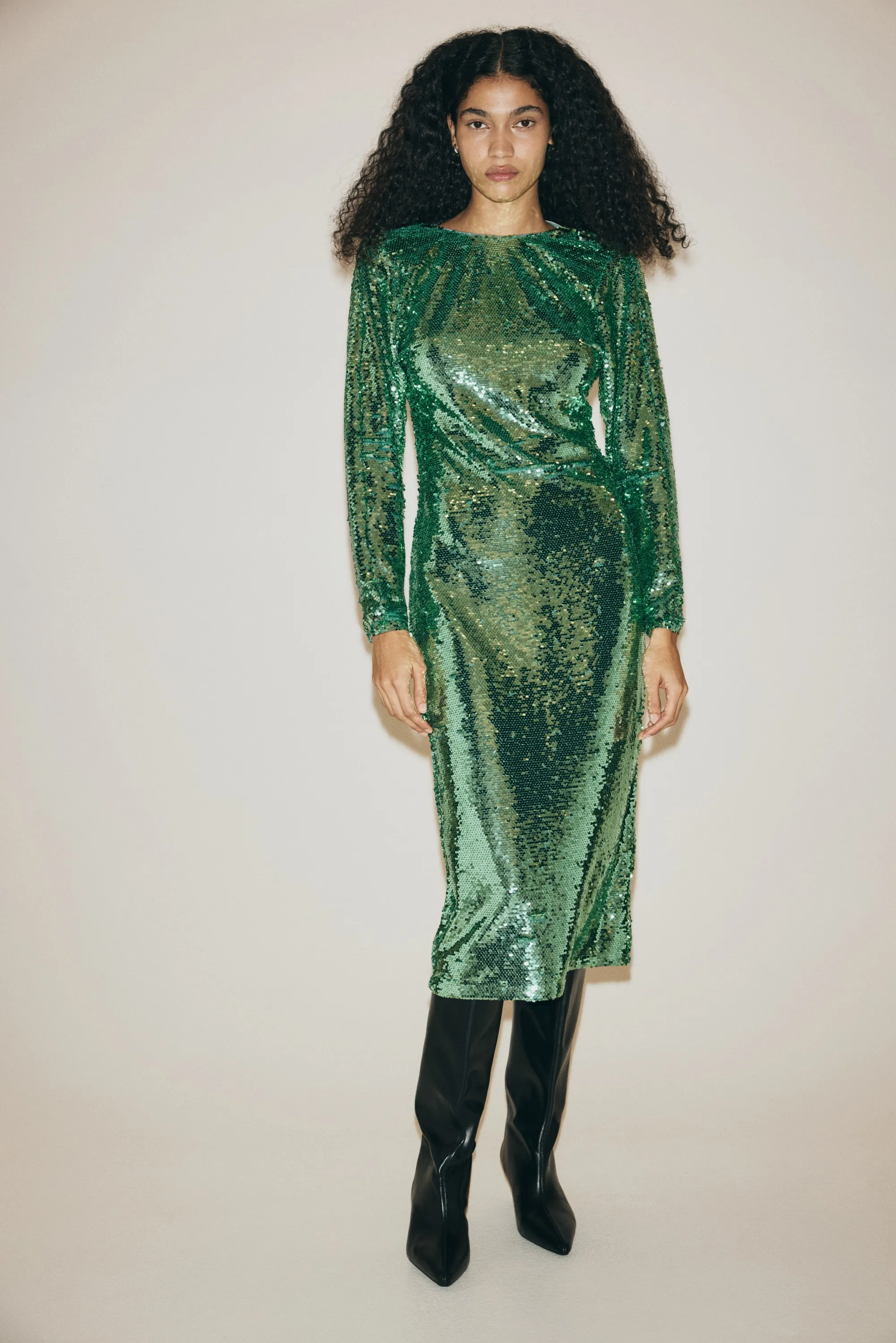 Robe à sequins avec dos ouvert - Vert émeraude