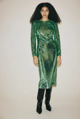 Robe à sequins avec dos ouvert - Vert émeraude — photo 1
