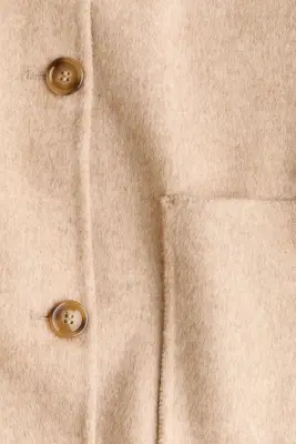 Veste faite main en laine mélangée avec écharpe - Beige clair — photo 4