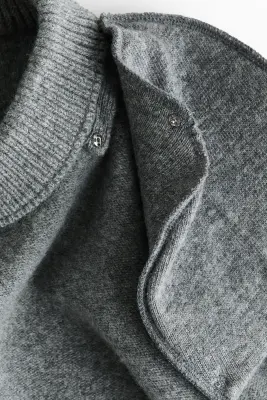 Pull en laine mélangée avec épaulettes - Gris clair chiné — photo 5