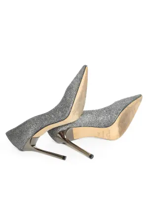 Escarpins stiletto bout pointu pailleté argent Prix boutique 695€ Taille 35,5 — photo 5
