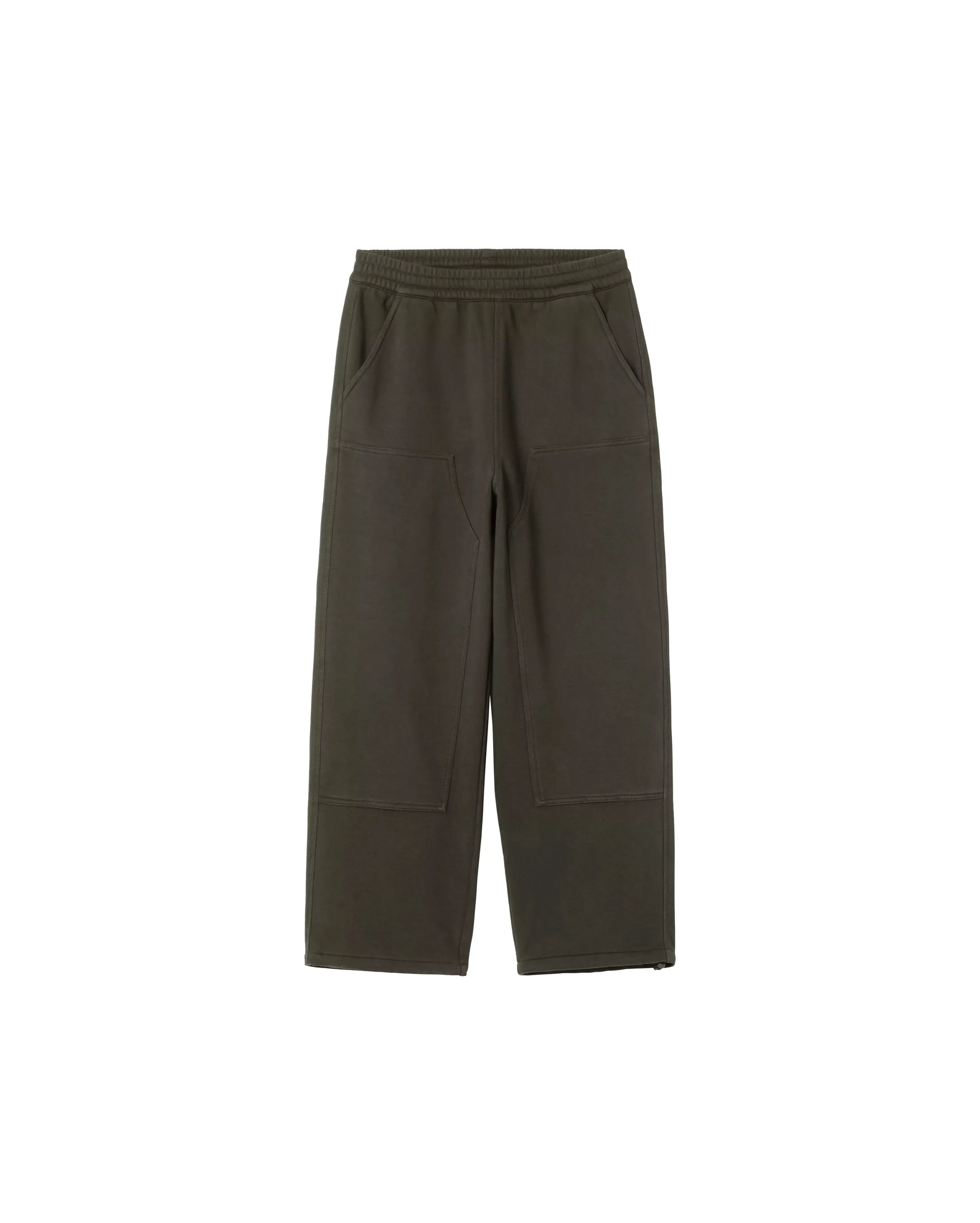 Double Knee Sweat Pant Olive Stone Washed