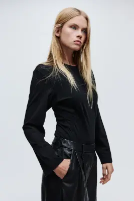 Body avec taille marquée - Noir — photo 2