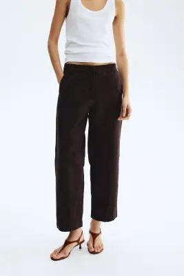 Pantalon avec jambes barrel de longueur cheville - Marron foncé — photo 1