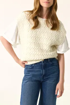Pull sans manches Astrid Creme — photo 3