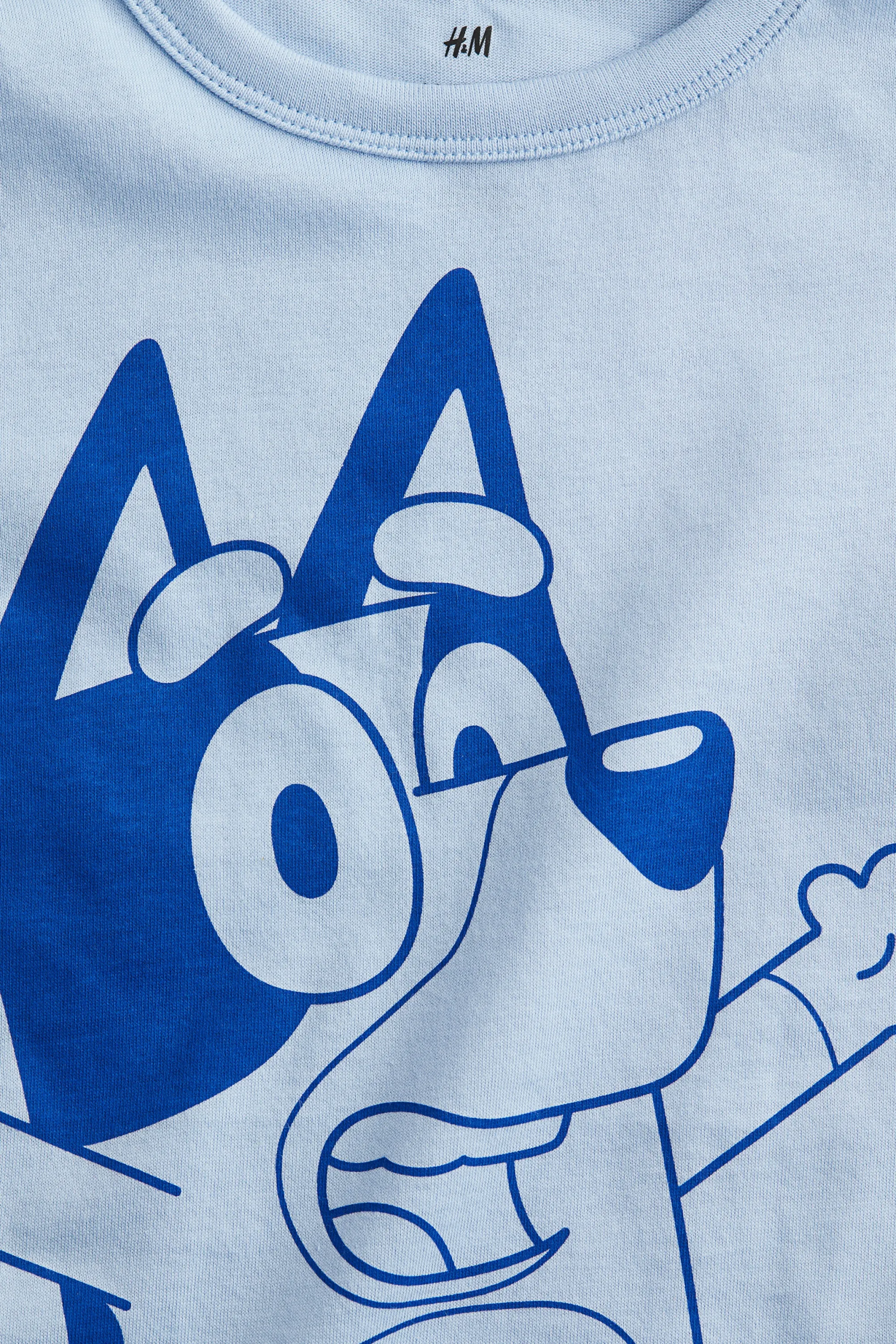 T-shirt imprimé en coton - Bleu clair/Bluey