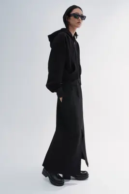 Hoodie zippé en coton - Noir — photo 2