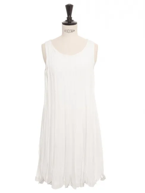 Robe de mariée ou cocktail en crêpe de soie plissé blanc ivoire Px boutique 2000€ Taille 34