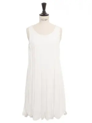 Robe de mariée ou cocktail en crêpe de soie plissé blanc ivoire Px boutique 2000€ Taille 34 — photo 1