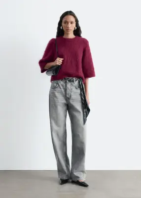 T-shirt en maille de mohair mélangé - Fuchsia foncé — photo 1