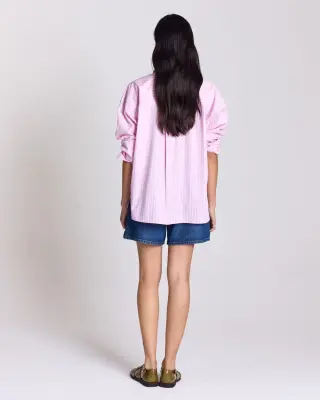 Chemise Hector rayures rose et écru — photo 4