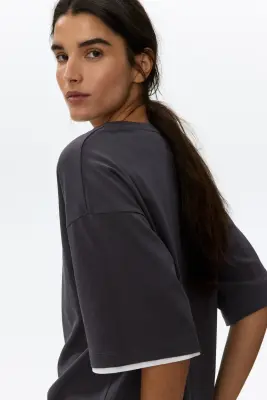 T-shirt loose - Gris foncé — photo 3