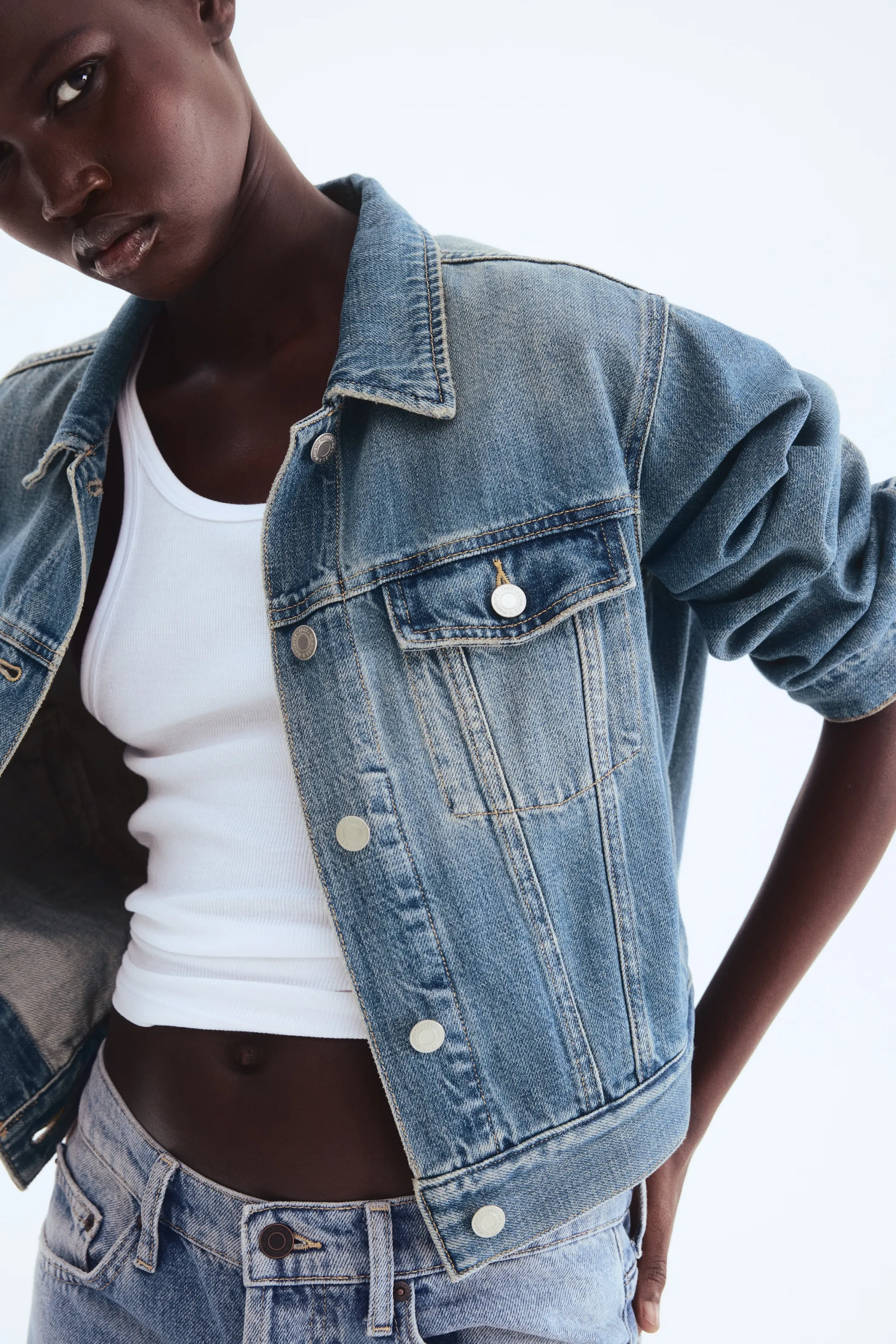 Veste en denim - Bleu denim délavé