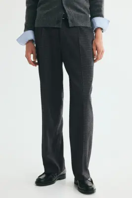 Pantalon chic Regular Fit - Gris foncé/carreaux — photo 1