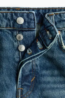 Short en denim avec bords à cru - Bleu denim — photo 3