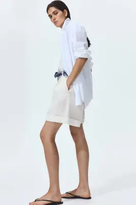 Short avec foulard - Blanc/bleu — photo 3