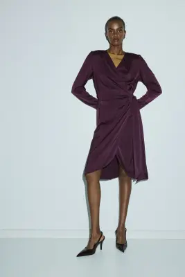 Robe avec détail à nouer - Violet prune — photo 3