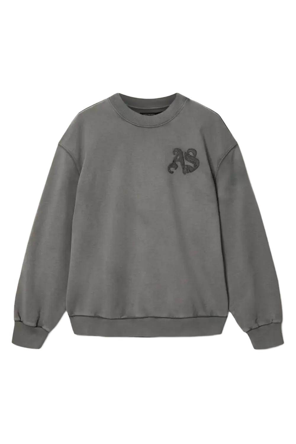 ALLSAINTS Insignia Crew Neck Cotton Sweatshirt Washed Black