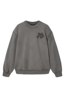 ALLSAINTS Insignia Crew Neck Cotton Sweatshirt Washed Black — photo 1