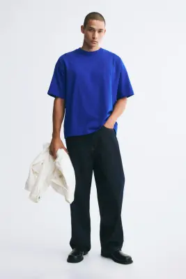 T-shirt Oversized Fit en coton - Bleu vif — photo 2