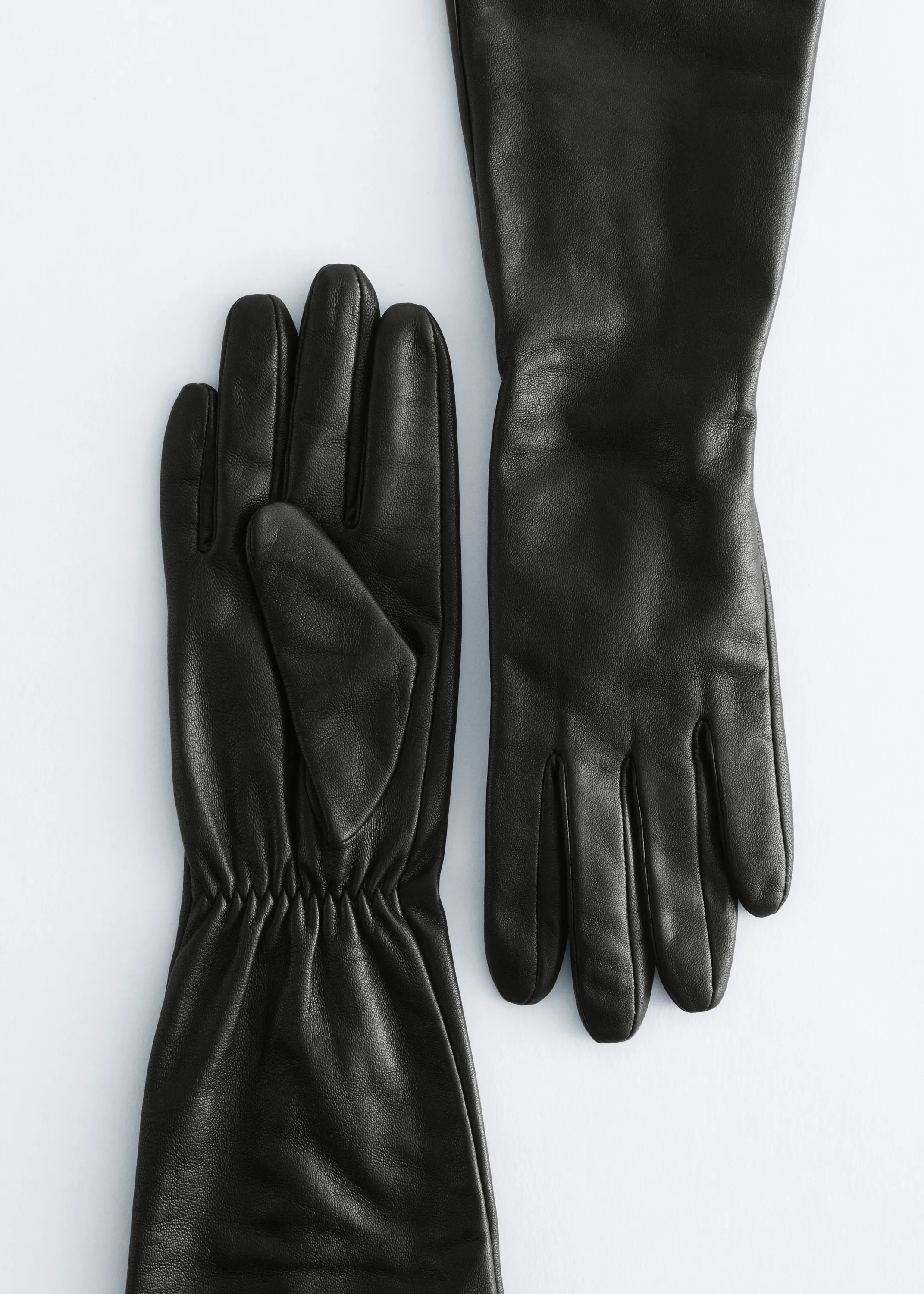 Gants longs en cuir - Noir