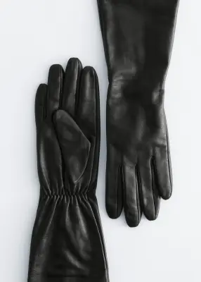 Gants longs en cuir - Noir — photo 1