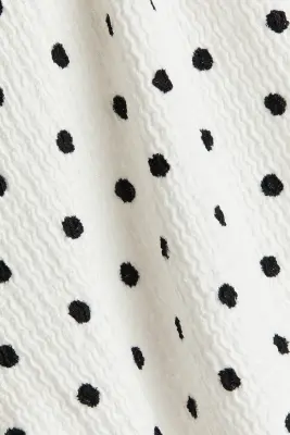 Top à boutons avec manches bouffantes - Blanc/pois — photo 4