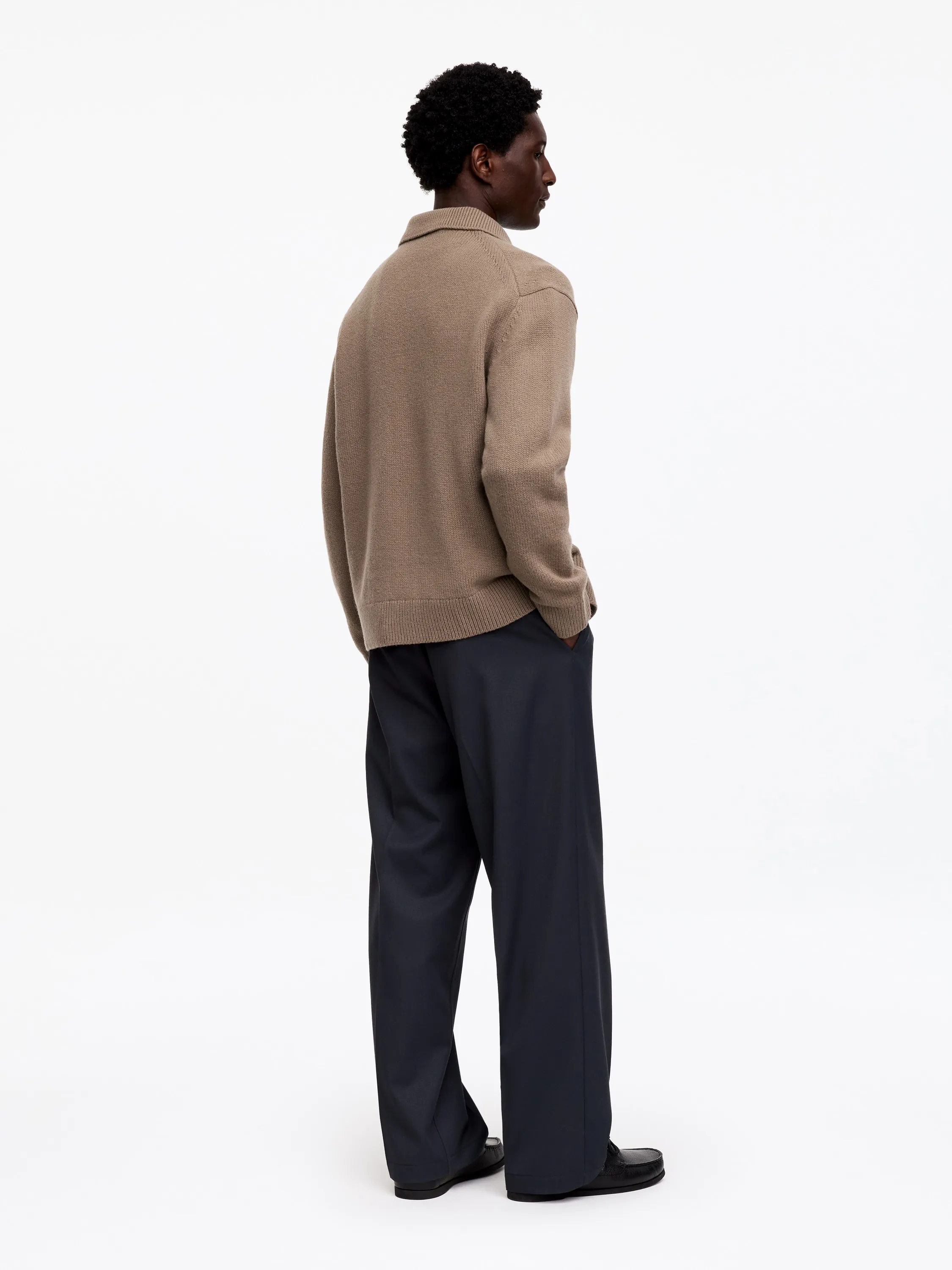 Cardigan en laine zippé - Beige