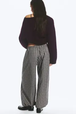 Pantalon ballon tissé taille basse - Gris foncé à carreaux — photo 3